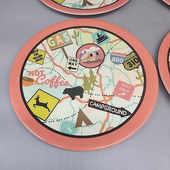 Camp Casual 4 Piece Salad Side 9" Plate Melamine Camping R'ving Picnic Graphic - Picture 2 of 4